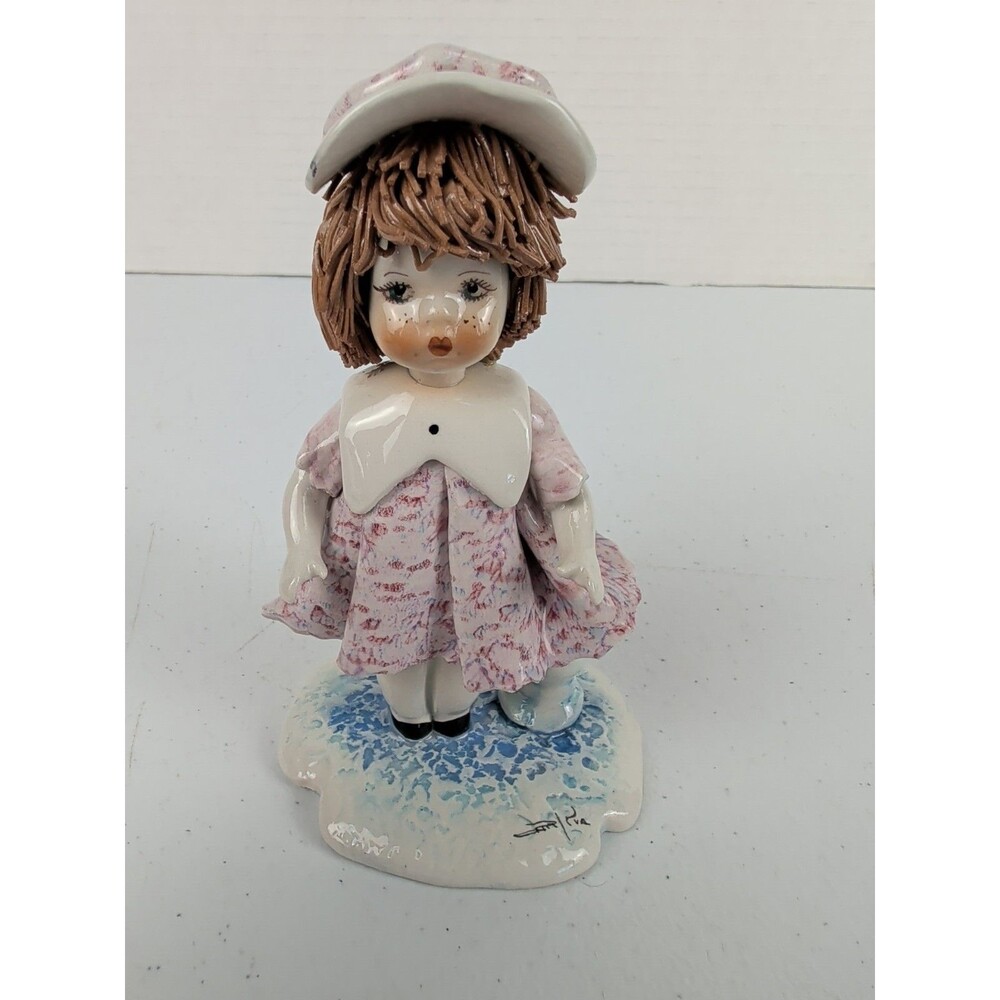 Zampiva figurine Girl In Pink Dress With Stool # 93A Rare Mint